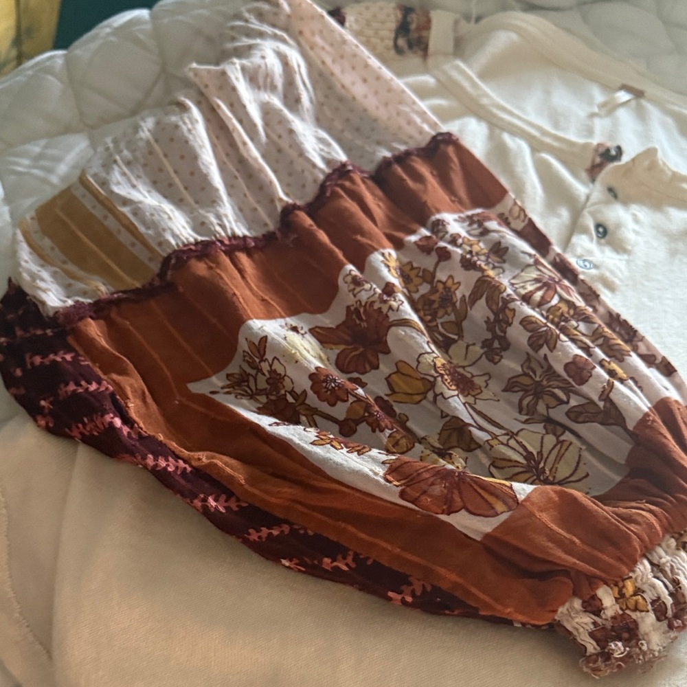 Free People Cream and Brown Long Sleeve Top - Picture 3 of 4
